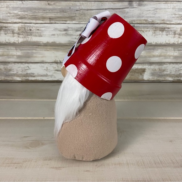 Mushroom Gnome Ladybug Bow Daisy Whimsical Red Tan Flannel White Faux Fur Decor - Picture 10 of 11
